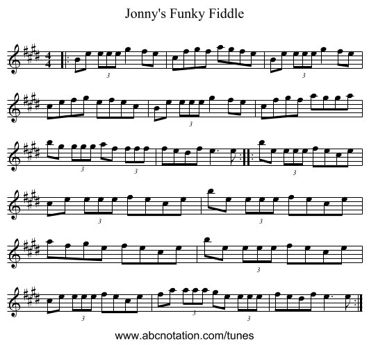 Jonny's Funky Fiddle - staff notation