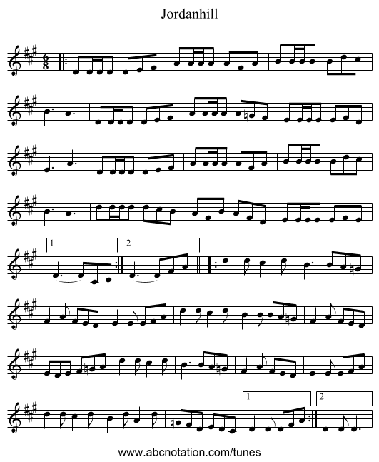 Jordanhill - staff notation