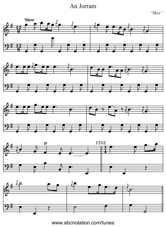 Jorram, An - staff notation