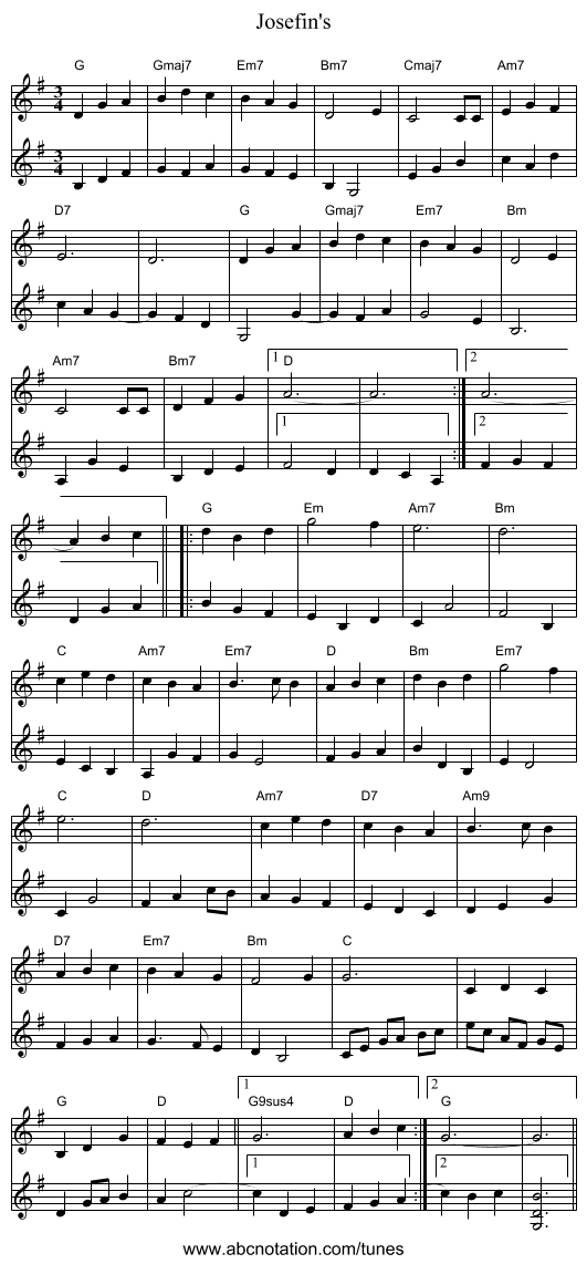 Josefin's - staff notation