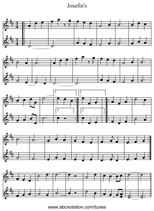 Josefin's - staff notation