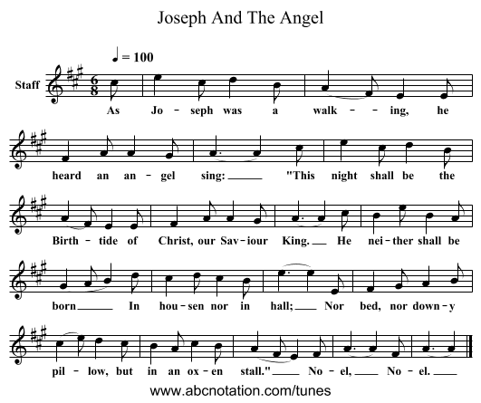 Joseph And The Angel - staff notation