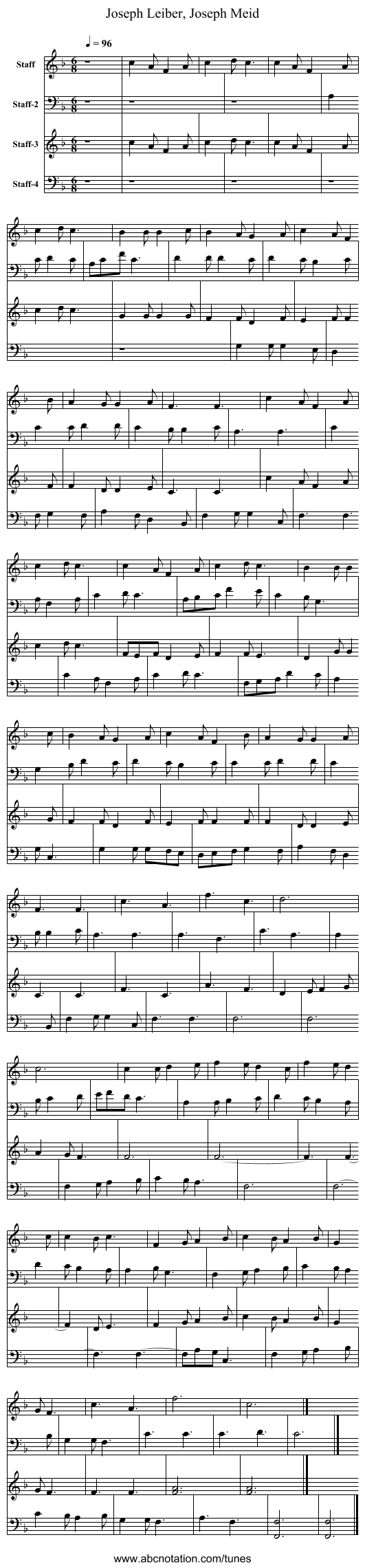 Joseph Leiber, Joseph Meid - staff notation