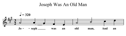 Joseph Was An Old Man - staff notation