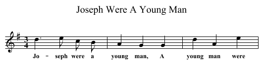 Joseph Were A Young Man - staff notation