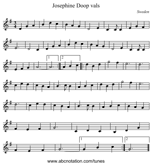 Josephine Doop vals - staff notation