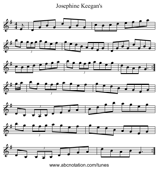 Josephine Keegan's - staff notation