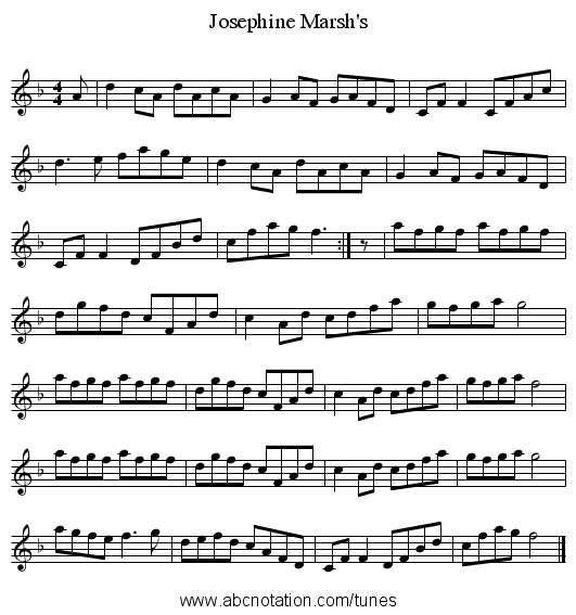 Josephine Marsh's - staff notation