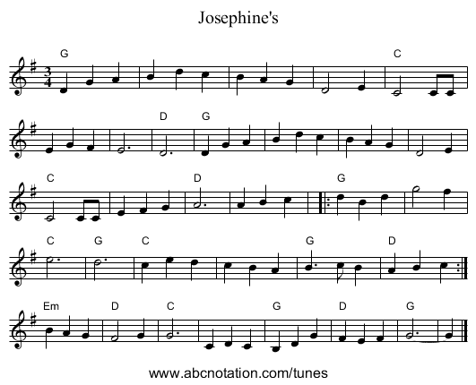 Josephine's - staff notation