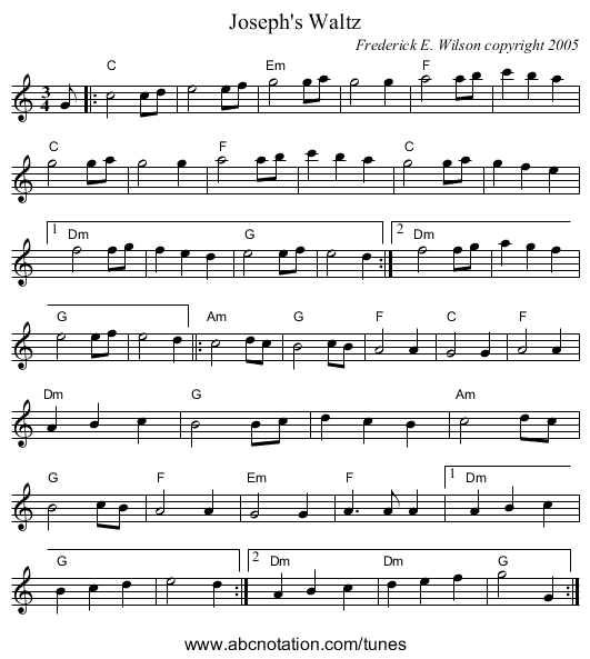 Joseph's Waltz - staff notation
