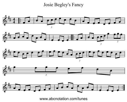 Josie Begley's Fancy - staff notation
