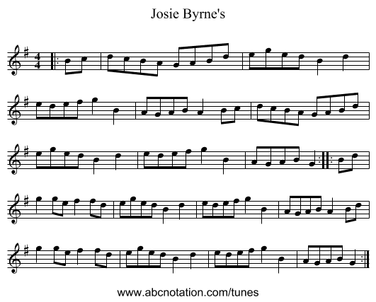 Josie Byrne's - staff notation