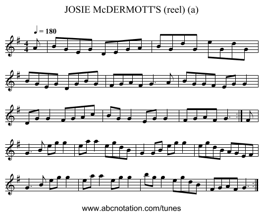 JOSIE McDERMOTT'S (reel) (a) - staff notation