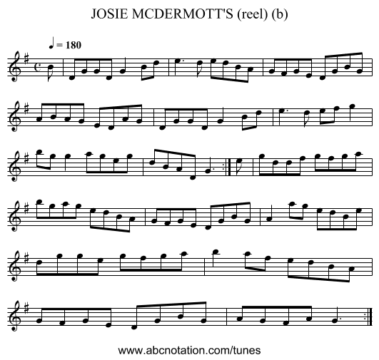 JOSIE MCDERMOTT'S (reel) (b) - staff notation