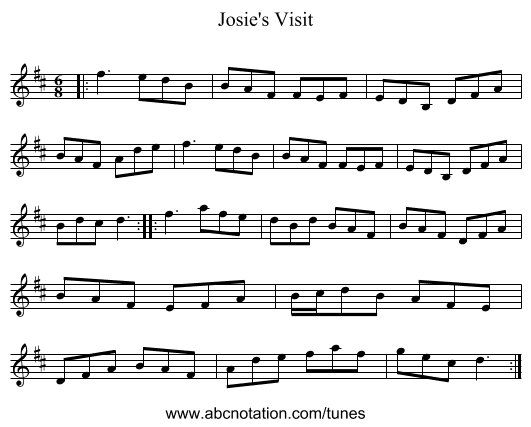 Josie's Visit - staff notation