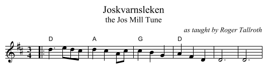 Joskvarnsleken - staff notation
