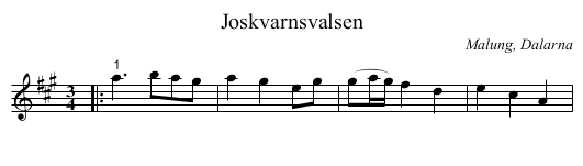 Joskvarnsvalsen - staff notation