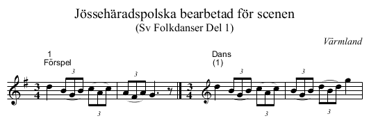 Jössehäradspolska bearbetad för scenen - staff notation
