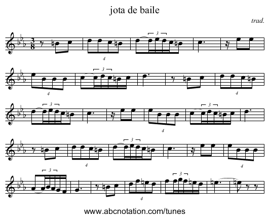 jota de baile - staff notation