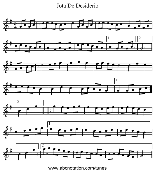 Jota De Desiderio - staff notation