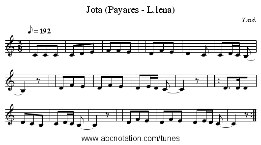 Jota (Payares - L.lena) - staff notation