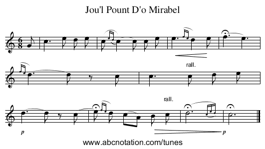 Jou'l Pount D'o Mirabel - staff notation