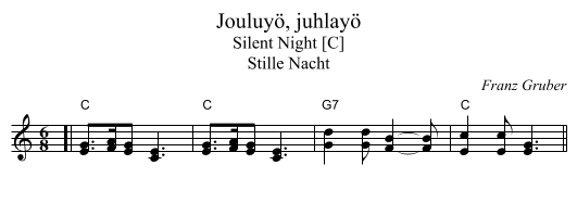 Jouluyö, juhlayö - staff notation