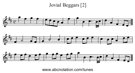 Jovial Beggars [2] - staff notation