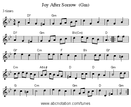 Joy After Sorrow  (Gm) - staff notation