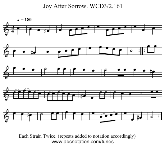 Joy After Sorrow. WCD3/2.161 - staff notation