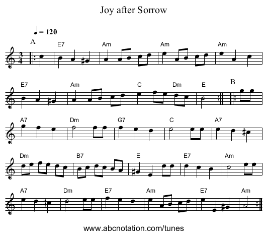 Joy after Sorrow - staff notation