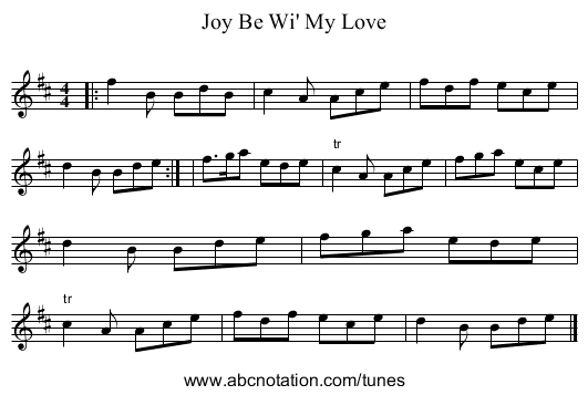 Joy Be Wi' My Love - staff notation