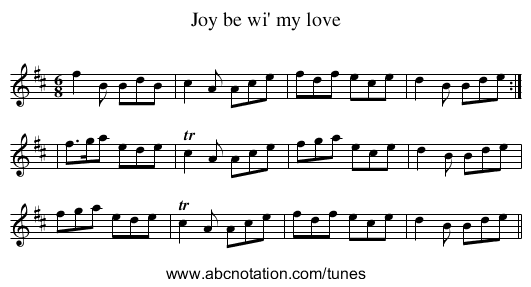 Joy be wi' my love - staff notation