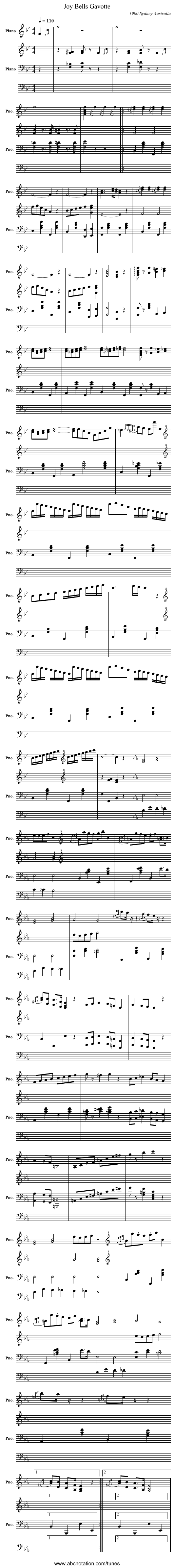 Joy Bells Gavotte - staff notation