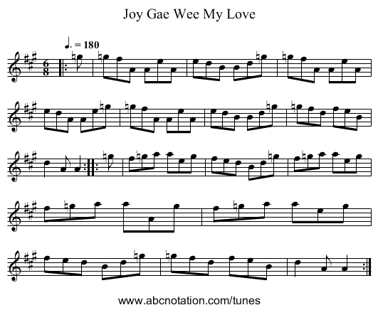 Joy Gae Wee My Love - staff notation