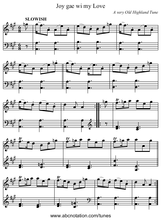 Joy gae wi my Love - staff notation