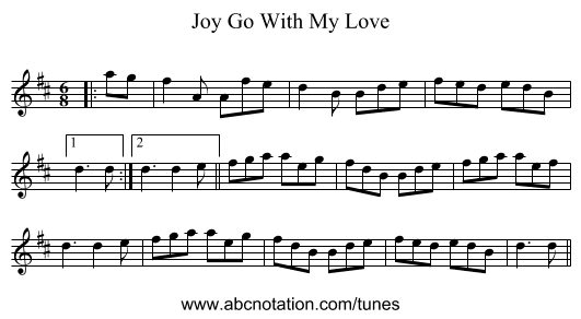 Joy Go With My Love - staff notation
