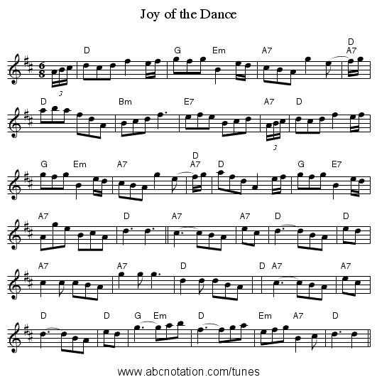 Joy of the Dance - staff notation