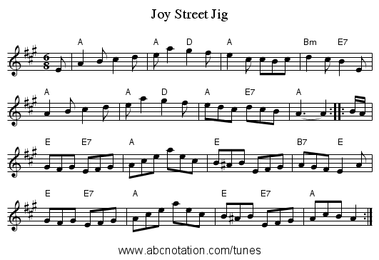Joy Street Jig - staff notation