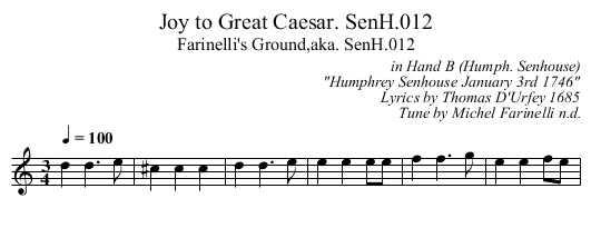 Joy to Great Caesar. SenH.012 - staff notation
