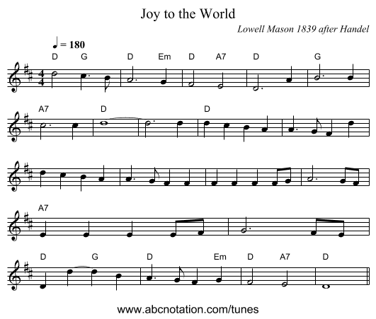 Joy to the World - staff notation