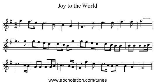 Joy to the World - staff notation