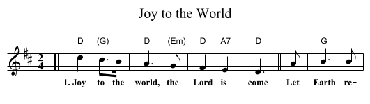 Joy to the World - staff notation