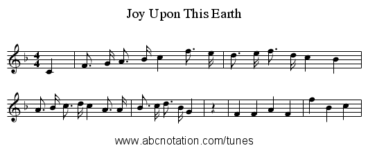 Joy Upon This Earth - staff notation