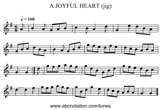 JOYFUL HEART (jig), A - staff notation
