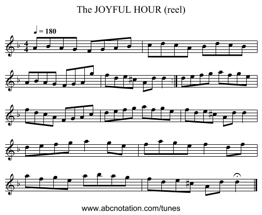 JOYFUL HOUR (reel), The - staff notation