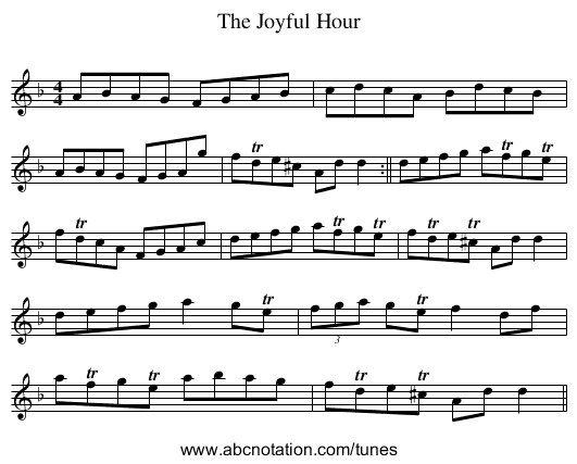 Joyful Hour, The - staff notation