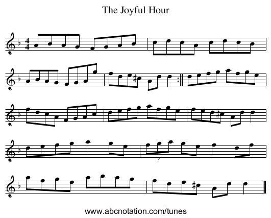 Joyful Hour, The - staff notation