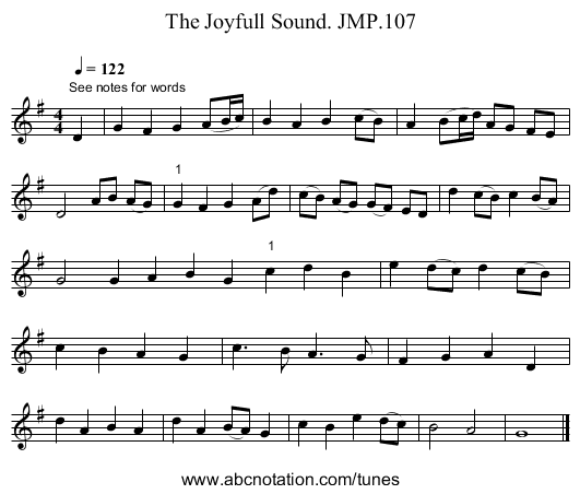 Joyfull Sound. JMP.107, The - staff notation
