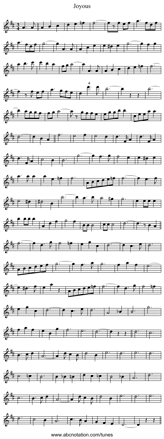 Joyous - staff notation